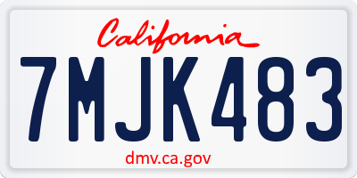 CA license plate 7MJK483