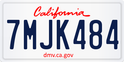 CA license plate 7MJK484