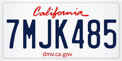CA license plate 7MJK485