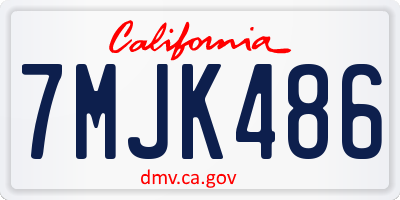 CA license plate 7MJK486