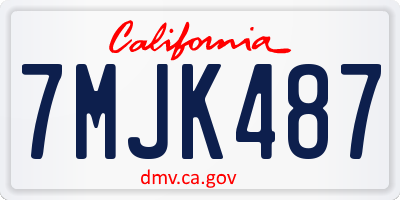 CA license plate 7MJK487