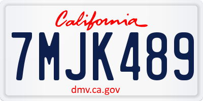 CA license plate 7MJK489