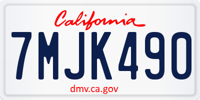 CA license plate 7MJK490