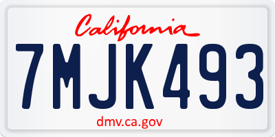 CA license plate 7MJK493