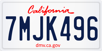 CA license plate 7MJK496