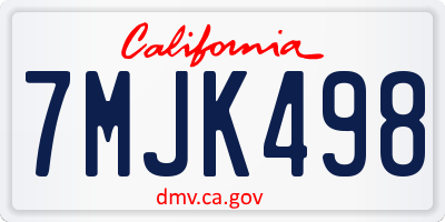 CA license plate 7MJK498