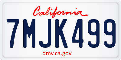 CA license plate 7MJK499