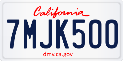 CA license plate 7MJK500