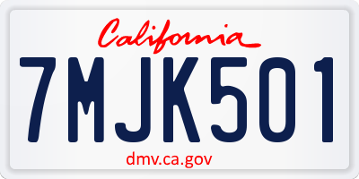 CA license plate 7MJK501