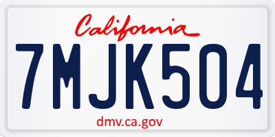 CA license plate 7MJK504