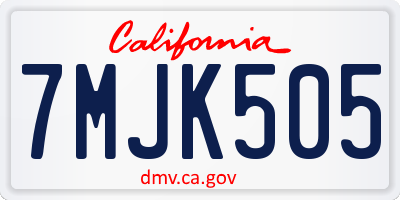 CA license plate 7MJK505