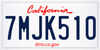 CA license plate 7MJK510