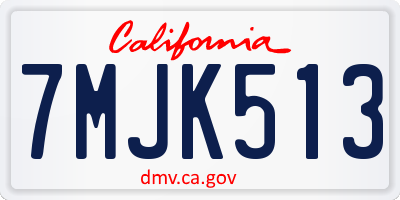 CA license plate 7MJK513