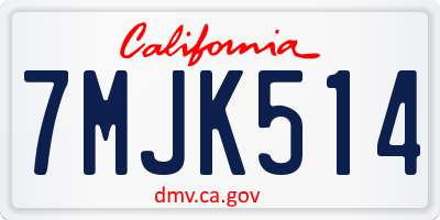 CA license plate 7MJK514