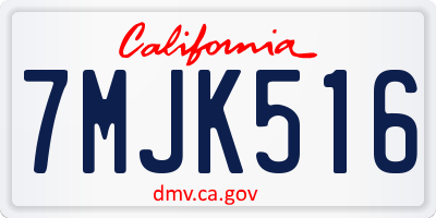 CA license plate 7MJK516