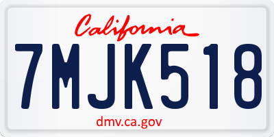 CA license plate 7MJK518