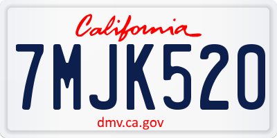 CA license plate 7MJK520