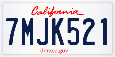 CA license plate 7MJK521