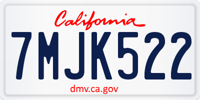 CA license plate 7MJK522