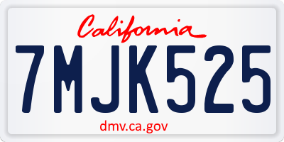 CA license plate 7MJK525