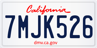 CA license plate 7MJK526