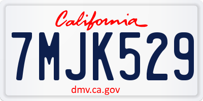 CA license plate 7MJK529