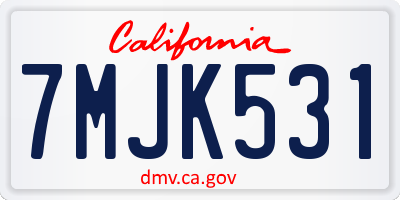 CA license plate 7MJK531