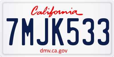 CA license plate 7MJK533