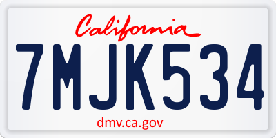 CA license plate 7MJK534
