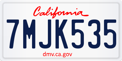 CA license plate 7MJK535