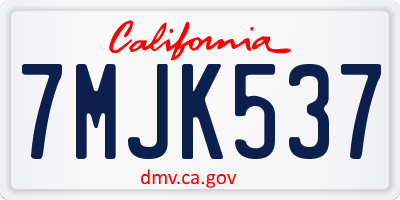 CA license plate 7MJK537