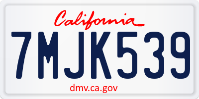 CA license plate 7MJK539