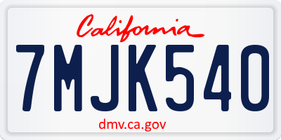 CA license plate 7MJK540