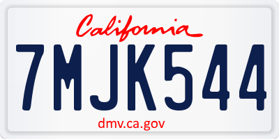 CA license plate 7MJK544