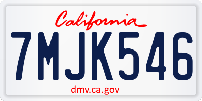 CA license plate 7MJK546