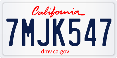 CA license plate 7MJK547