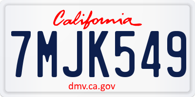 CA license plate 7MJK549