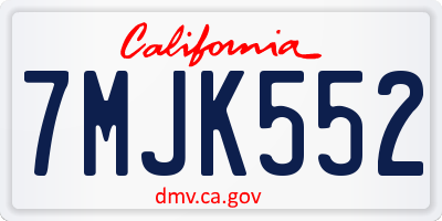 CA license plate 7MJK552