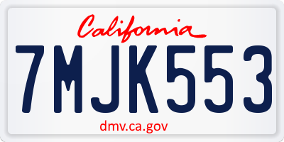 CA license plate 7MJK553