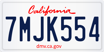 CA license plate 7MJK554