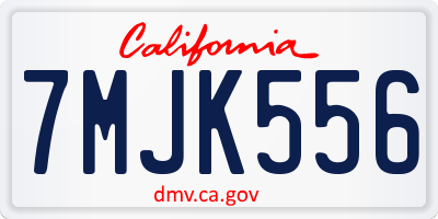 CA license plate 7MJK556