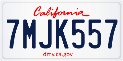 CA license plate 7MJK557