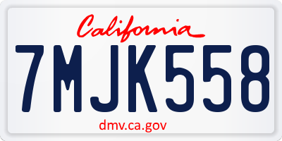 CA license plate 7MJK558