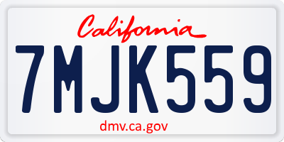 CA license plate 7MJK559