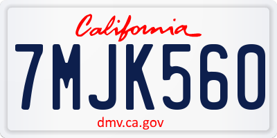 CA license plate 7MJK560