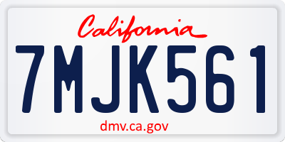 CA license plate 7MJK561