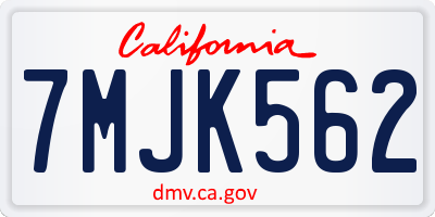 CA license plate 7MJK562