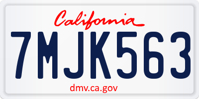 CA license plate 7MJK563