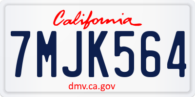 CA license plate 7MJK564