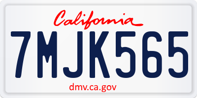 CA license plate 7MJK565